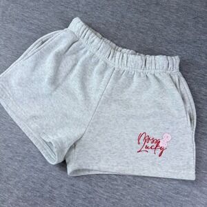 Charlotte‎ Russe Y2K Women's Heather Gray Lounge Shorts Miss Lucky Dice Graphic
